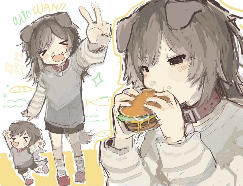 原创 兽耳 汉堡 项圈 狗耳 狗耳娘