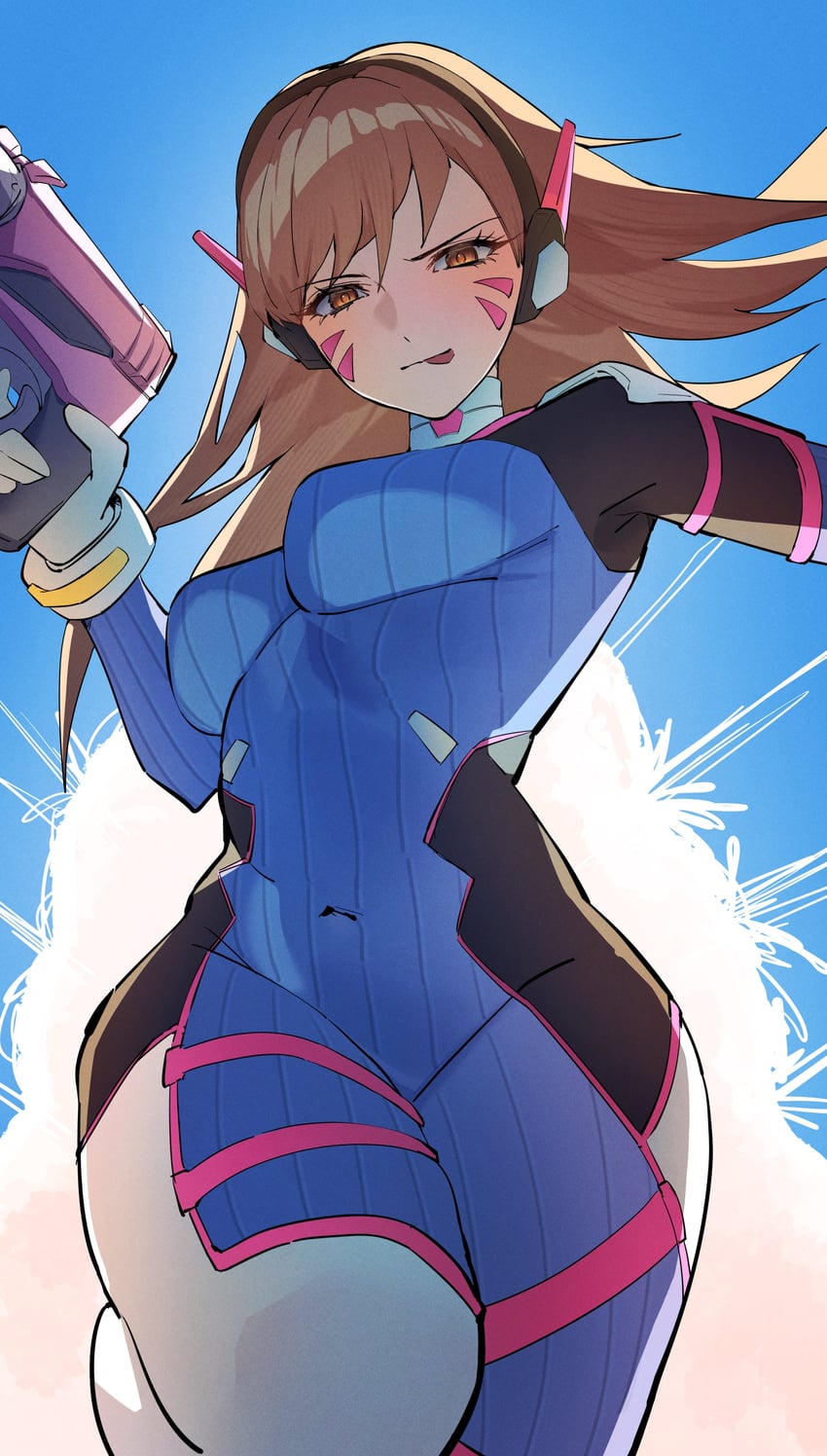 守望先锋、D.Va (守望先锋) 1名女孩 紧身连体衣 乳房 棕眼睛 棕发