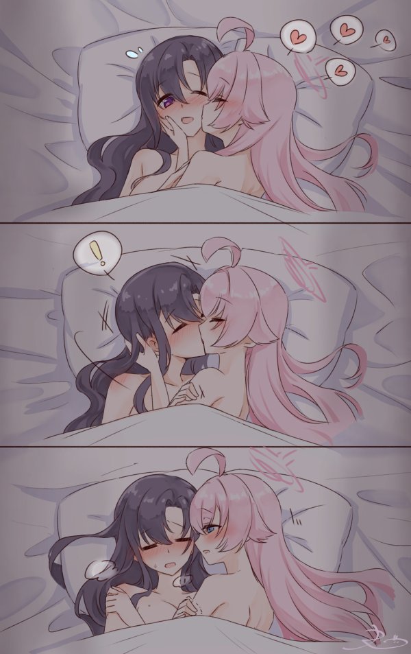 蔚蓝档案、女老师 (碧蓝档案)、星野 (碧蓝档案) ! 2名女孩 三格漫画 呆毛 黑发