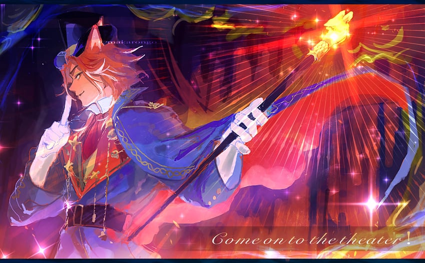 扭曲仙境、忠实伙伴 1名男孩 兽耳 蓝色披风 蓝色大衣 手杖