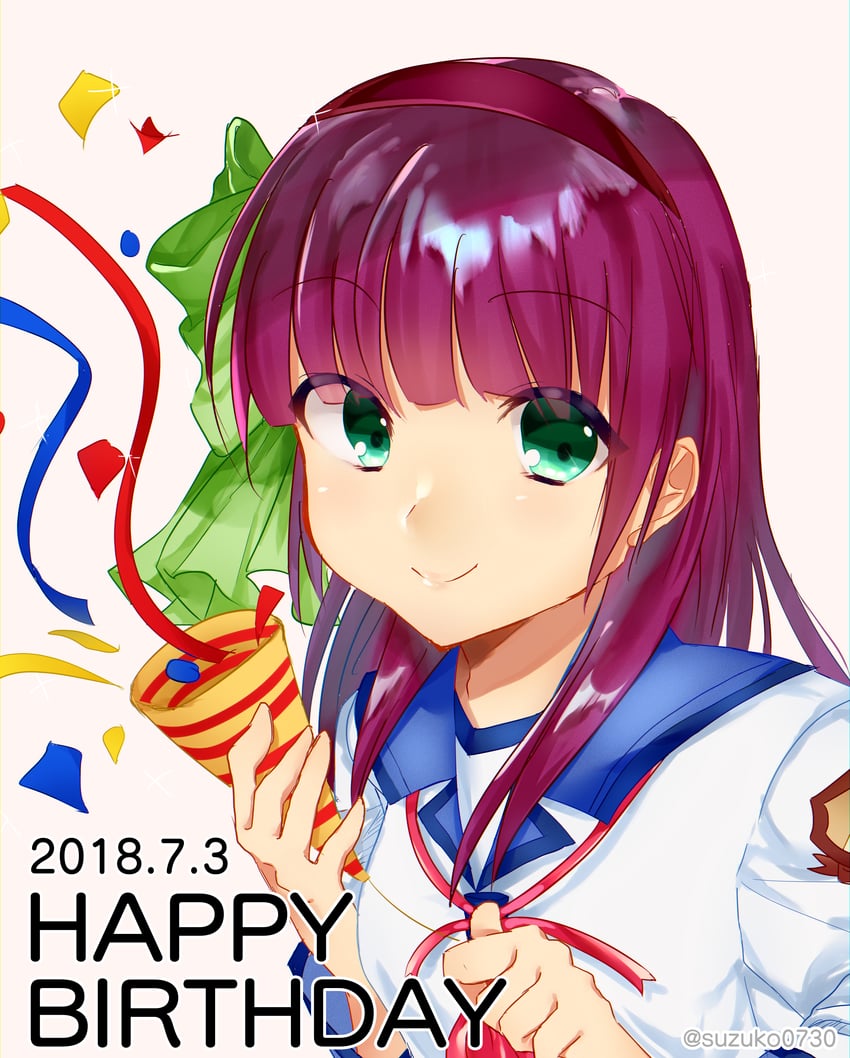 Angel Beats!、中村由利 1名女孩 2018年 蓝色水手领 齐刘海 蝴蝶结