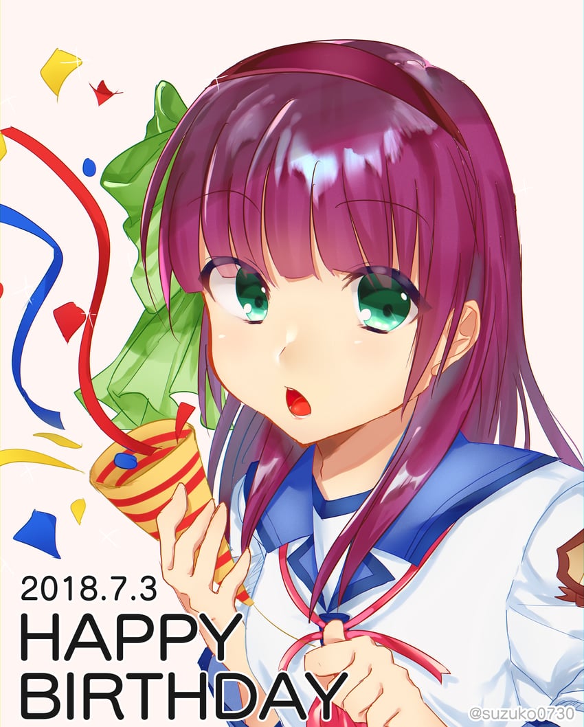 Angel Beats!、中村由利 1名女孩 2018年 惊讶 蓝色水手领 齐刘海