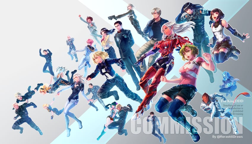 异度神剑（系列）、异度神剑X、alexa (xenoblade x) 6个以上男孩 6个以上女孩 全员 坠落 枪