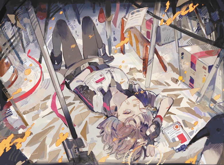 明日方舟、能天使 (明日方舟) 1名女孩 创可贴 脸颊上的创可贴 脸上的创可贴 鼻梁创可贴