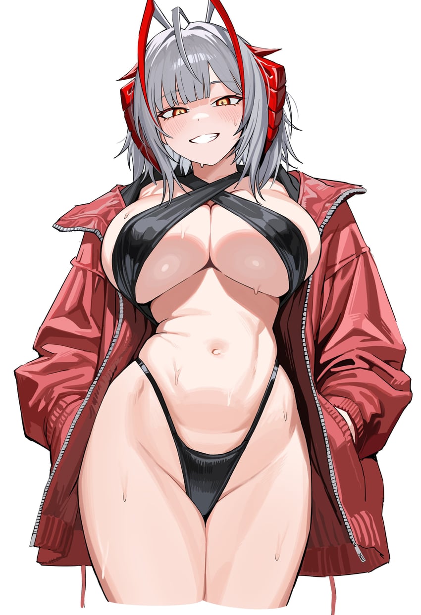 明日方舟、W (明日方舟) 1名女孩 呆毛 异形乳量 (大) 替换服装 比基尼