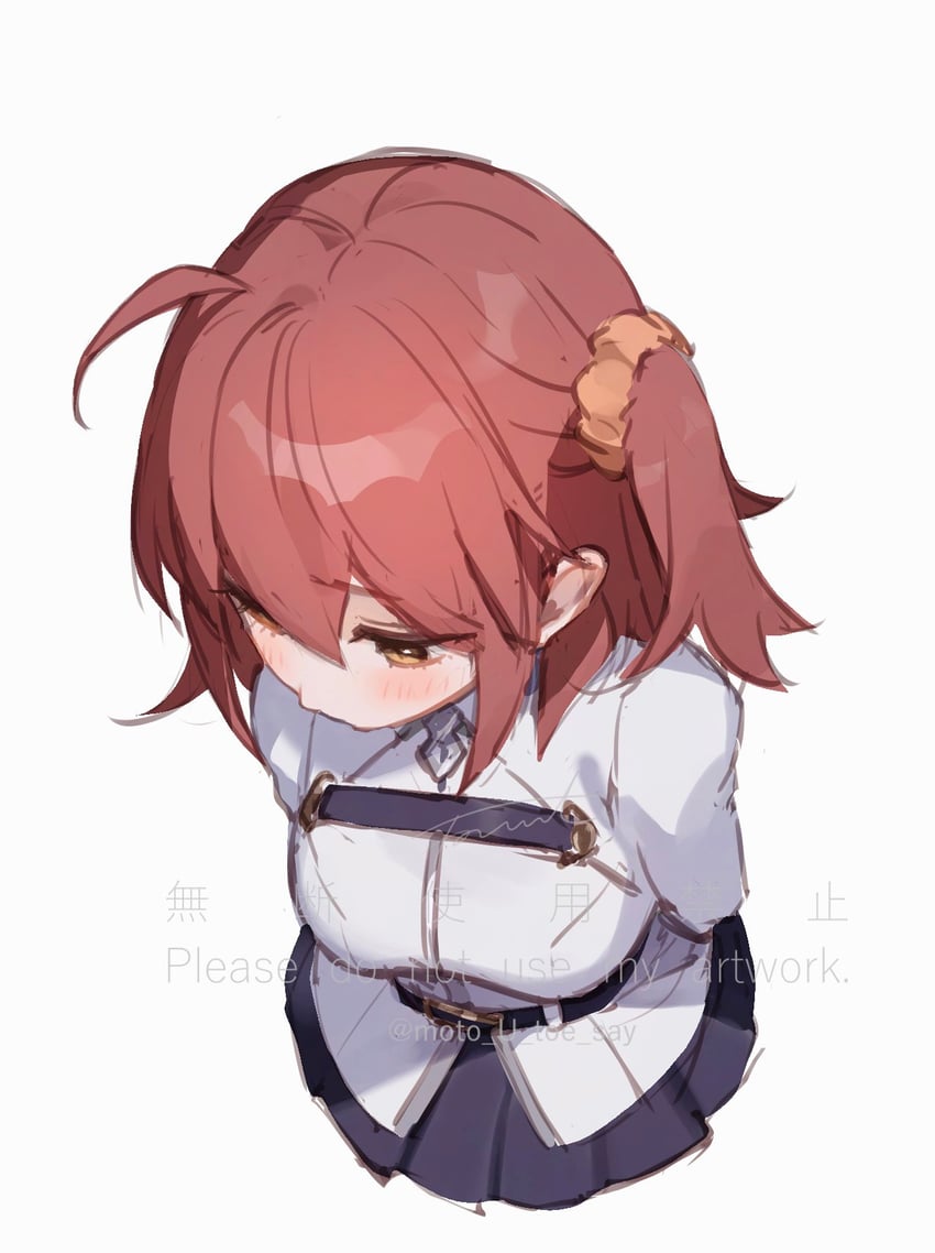 Fate/Grand Order、Fate系列、藤丸立香 (女性) 1名女孩 呆毛 双手背在身后 腰带 黑色皮带