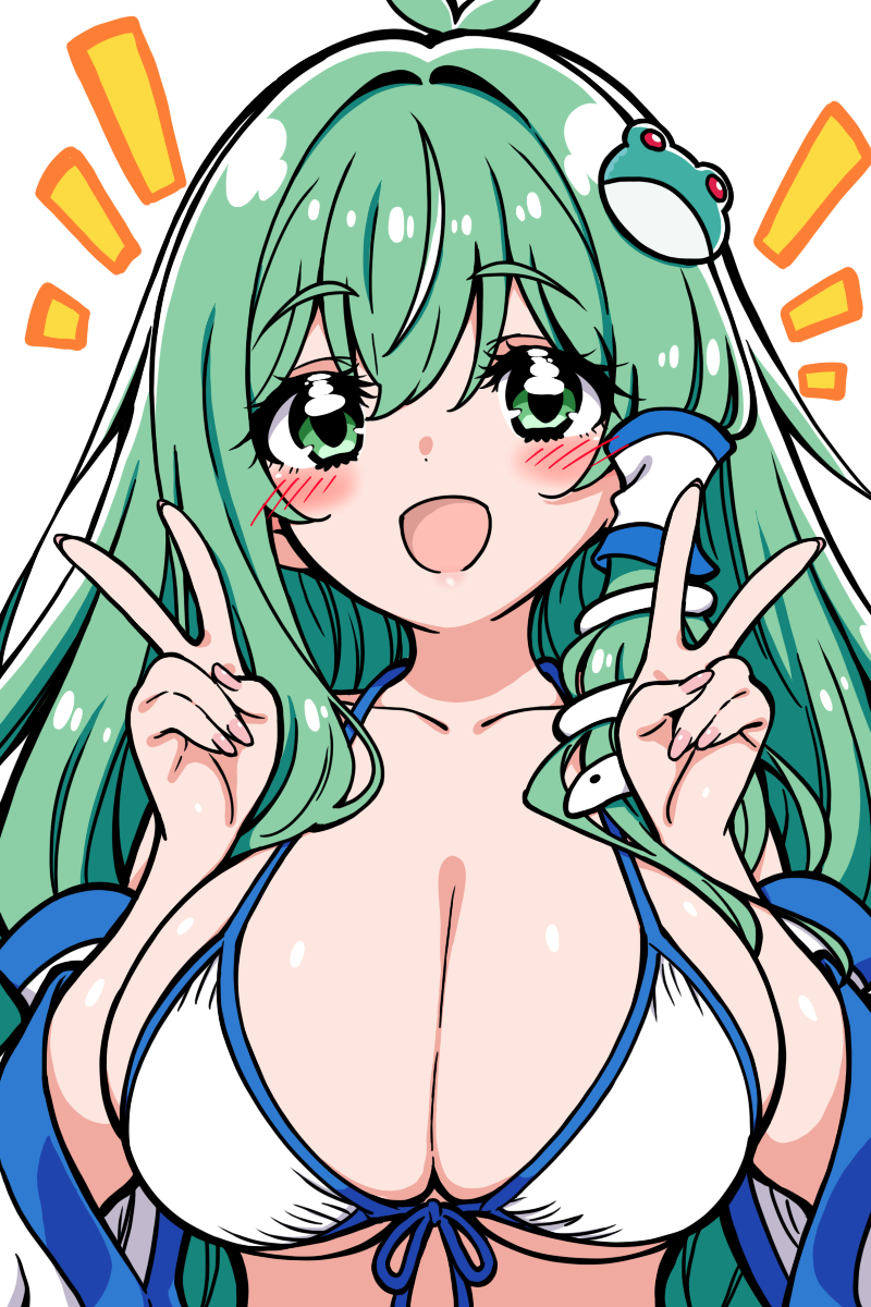 东方Project、东风谷早苗 1名女孩 :D 呆毛 呆毛 比基尼