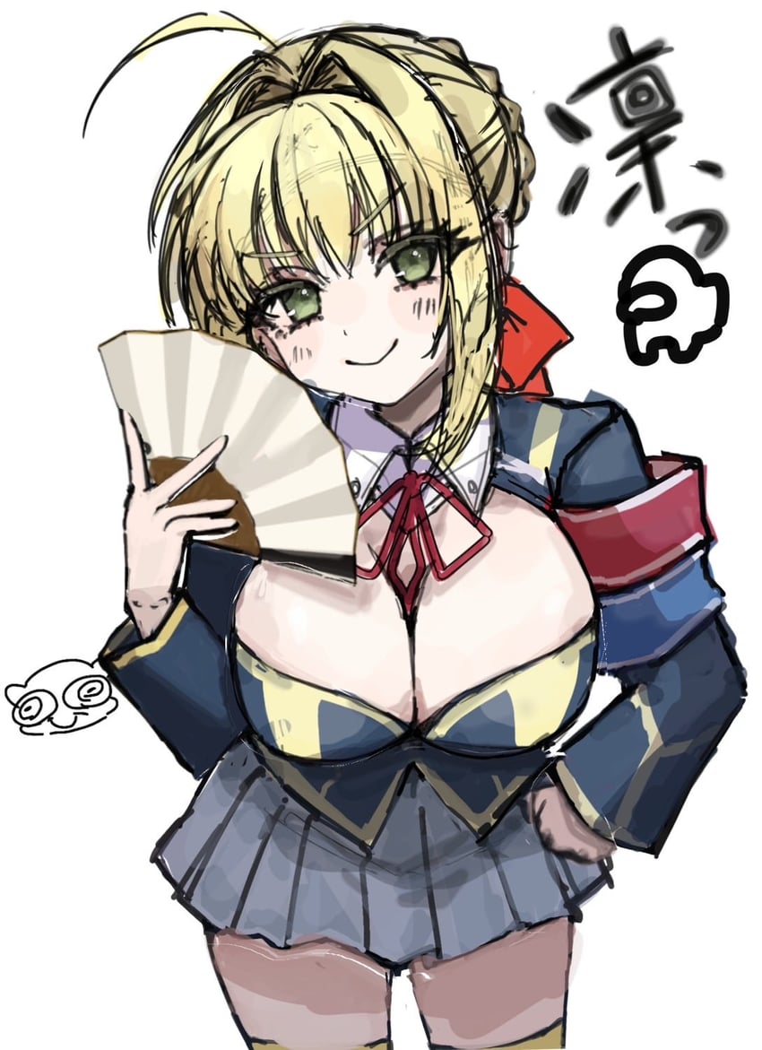 Fate/Extra、Fate系列、最强会长黑神 1名女孩 呆毛 替换服装 臂章 金发