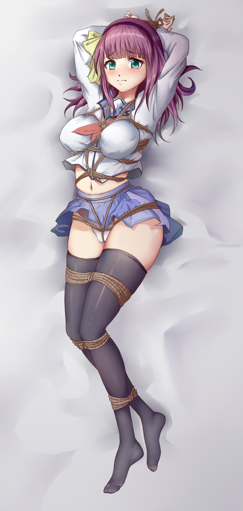 Angel Beats!、中村由利 1名女孩 猫嘴脸 举起双手 BDSM 床单