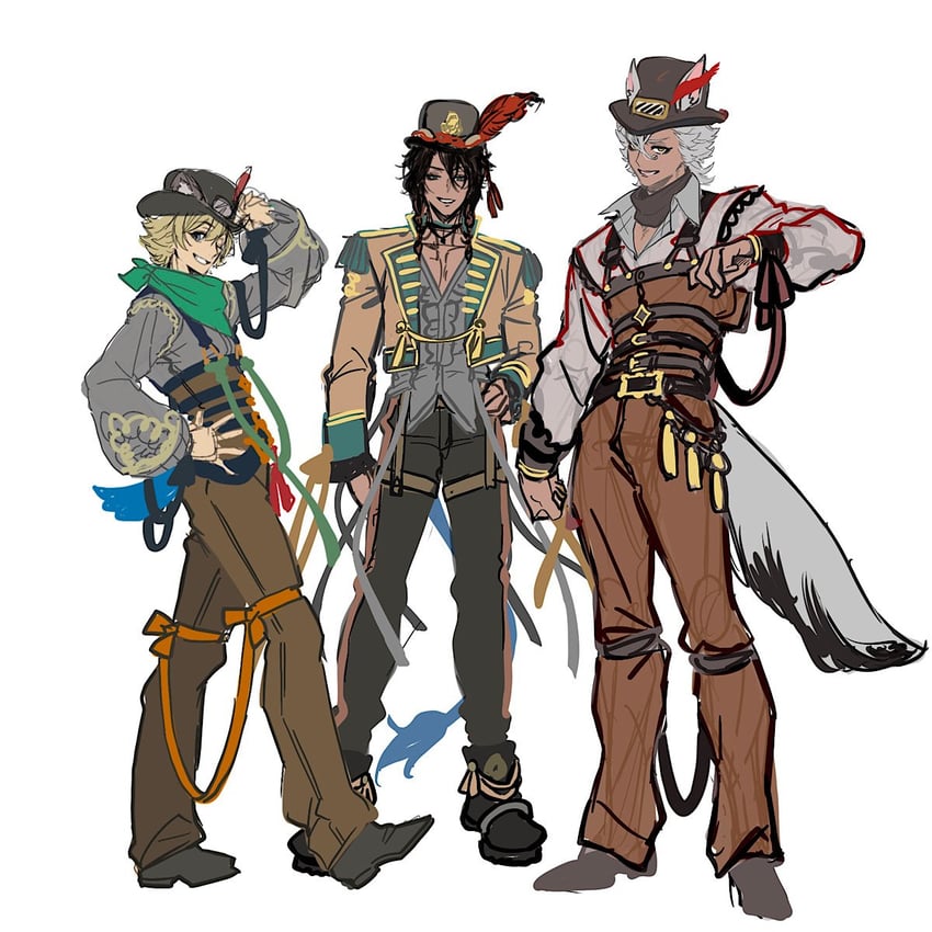 扭曲仙境、杰克·哈库尔、jack howl (playful attire) 3个男孩 兽耳 头巾 颈部头巾 金发