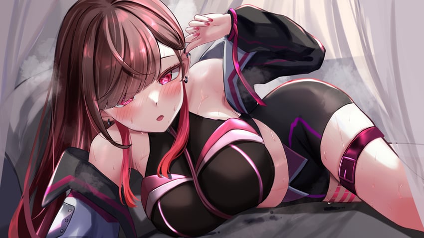 个人势虚拟主播、Hoiting (VTuber) 1名女孩 露肩 脸红 乳房 棕发