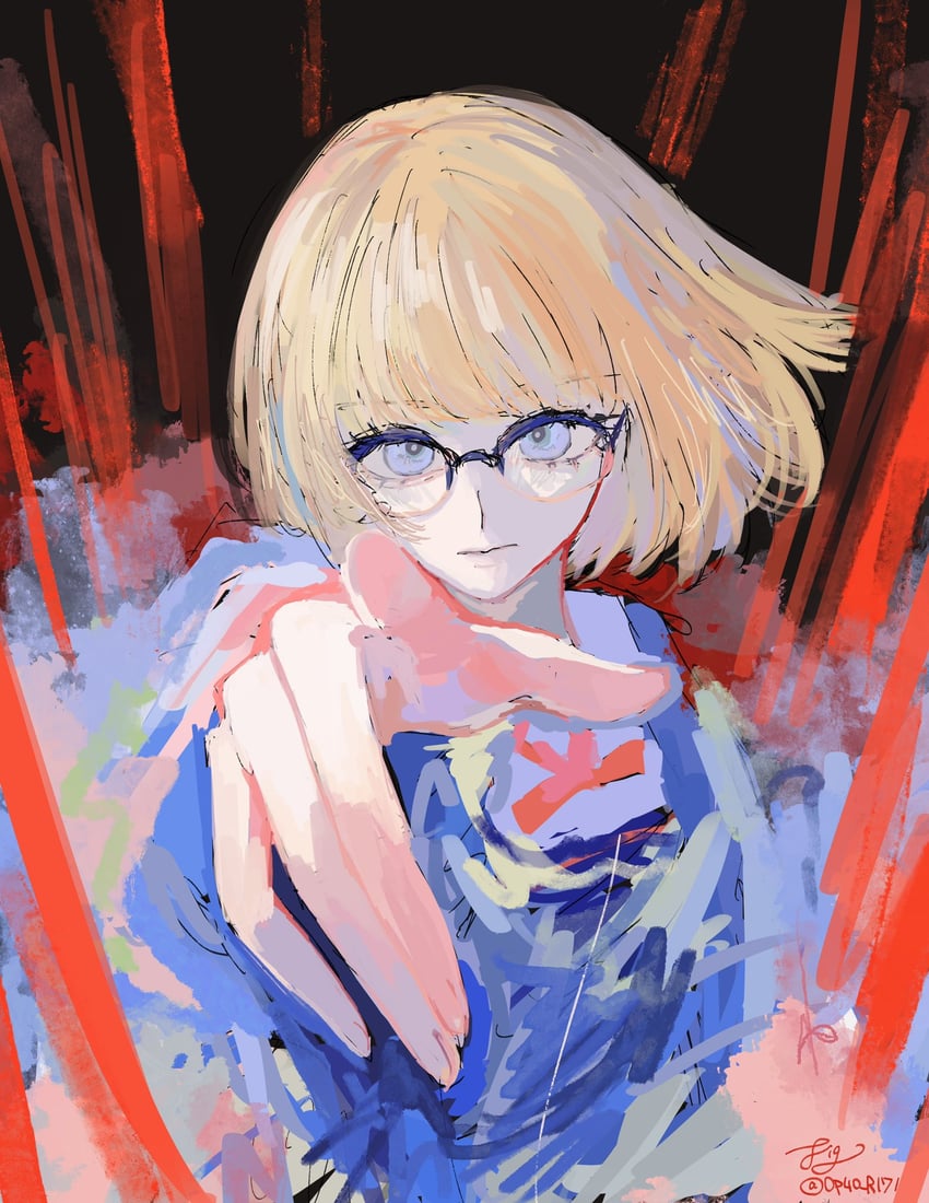 Fate/strange Fake、Fate系列、沙条爱歌 (命运/奇异赝品) 1名女孩 金发 蓝眼 齐发尾 闭嘴