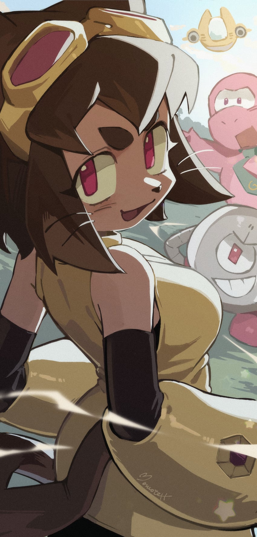 Gameoverse、Gobbles (GameOverse)、Kaboodle (gameoverse) 1名女孩 兽耳 动物鼻子 露肩 黑色手套