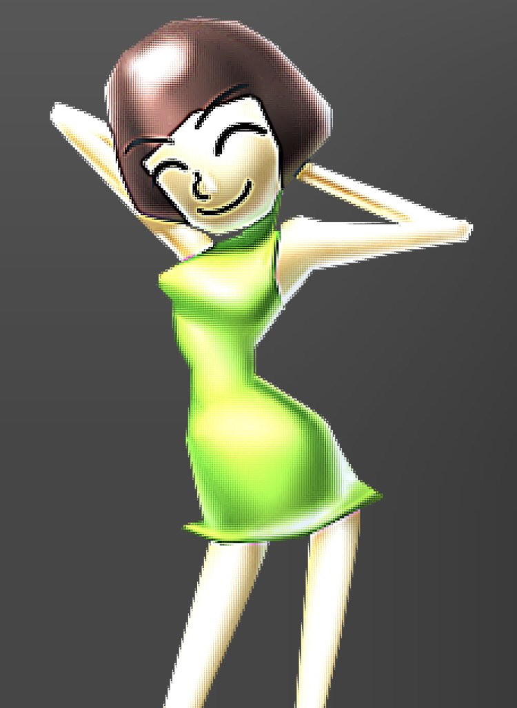 Wii Fit、Mii 1名女孩 微笑 腋下 双手抱头 举起双手