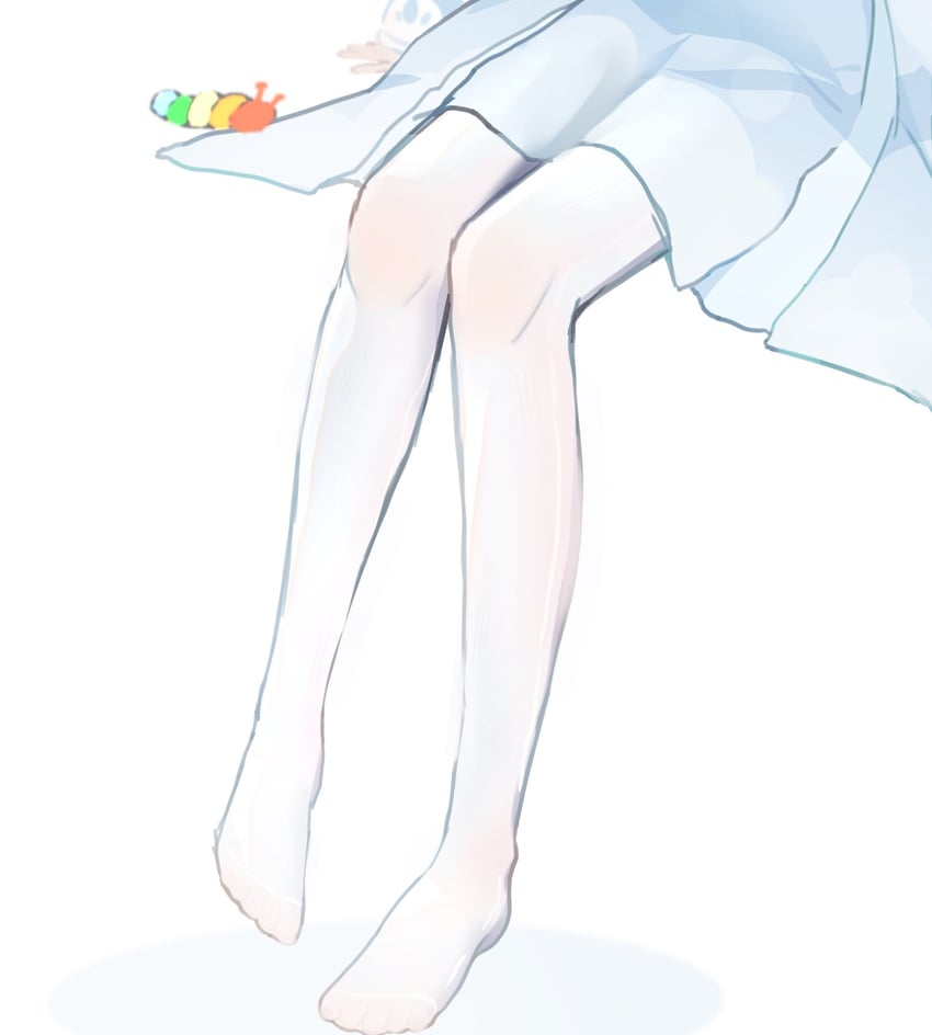 个人势虚拟主播、Pillowdear、pillowdear (school uniform) 1名女孩 蓝裙子 连衣裙 脚 fidget slug