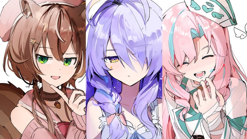 Hololive、Hololive Indonesia、Airani Iofifteen 3人女子 兽耳毛 兽耳 水色挑染 Area 15