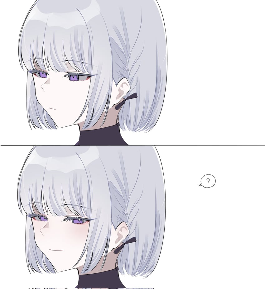 少女前线、RPK-16 (少女前线) 1名女孩 问号 黑色连体衣 齐刘海 紧身连体衣