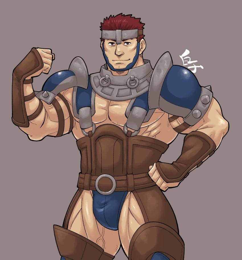 火焰纹章、火焰之纹章：if、fighter (fire emblem fates) 1名男孩 蔷薇 紧握双手 闭嘴 展示肌肉