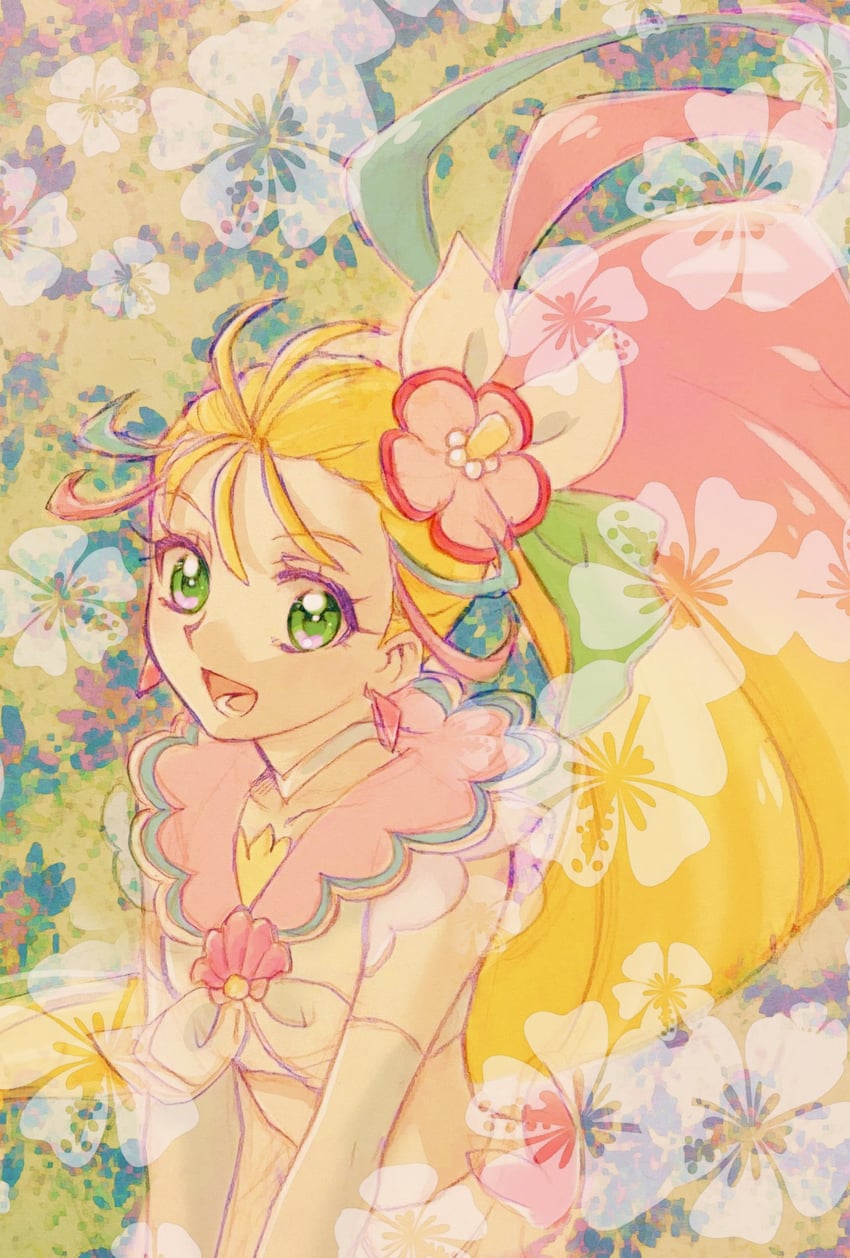 光之美少女、热带妆容！光之美少女、夏日天使 1名女孩 金发 项圈 彩色刘海 彩色睫毛