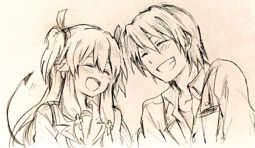 Angel Beats!、日向秀树、由依 (Angel Beats!) 1名男孩 1名女孩 :D 脸红 有领衬衫