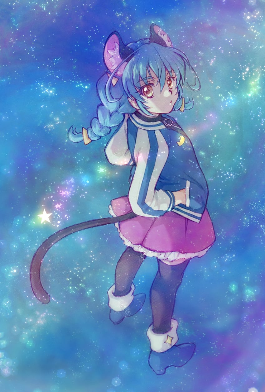 光之美少女、Star☆Twinkle 光之美少女、尤妮 (光之美少女) 1名女孩 兽耳 踝靴 黑色过膝袜 蓝发