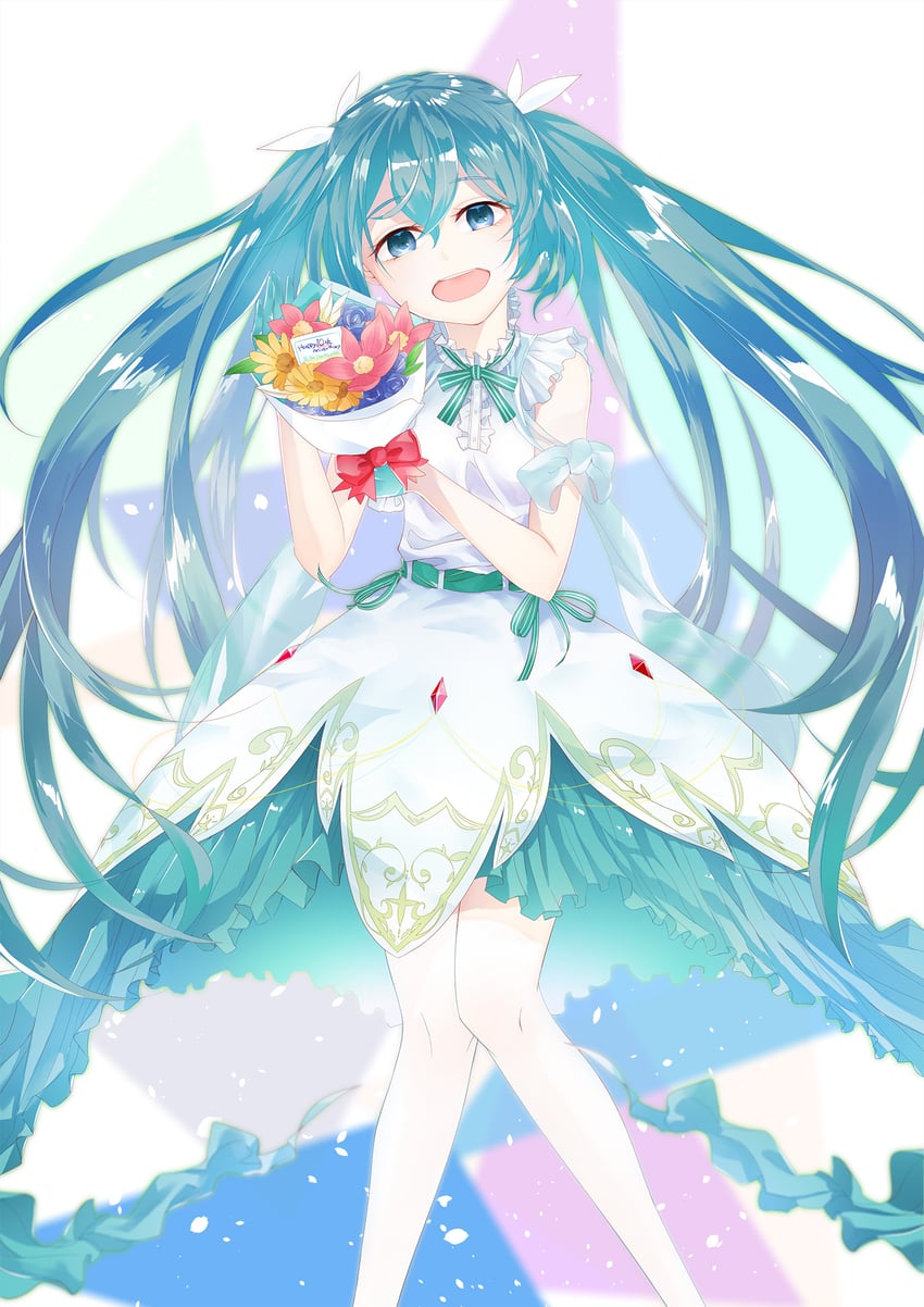 VOCALOID、初音未来 1名女孩 :D 水色瞳 水色发 蓝花
