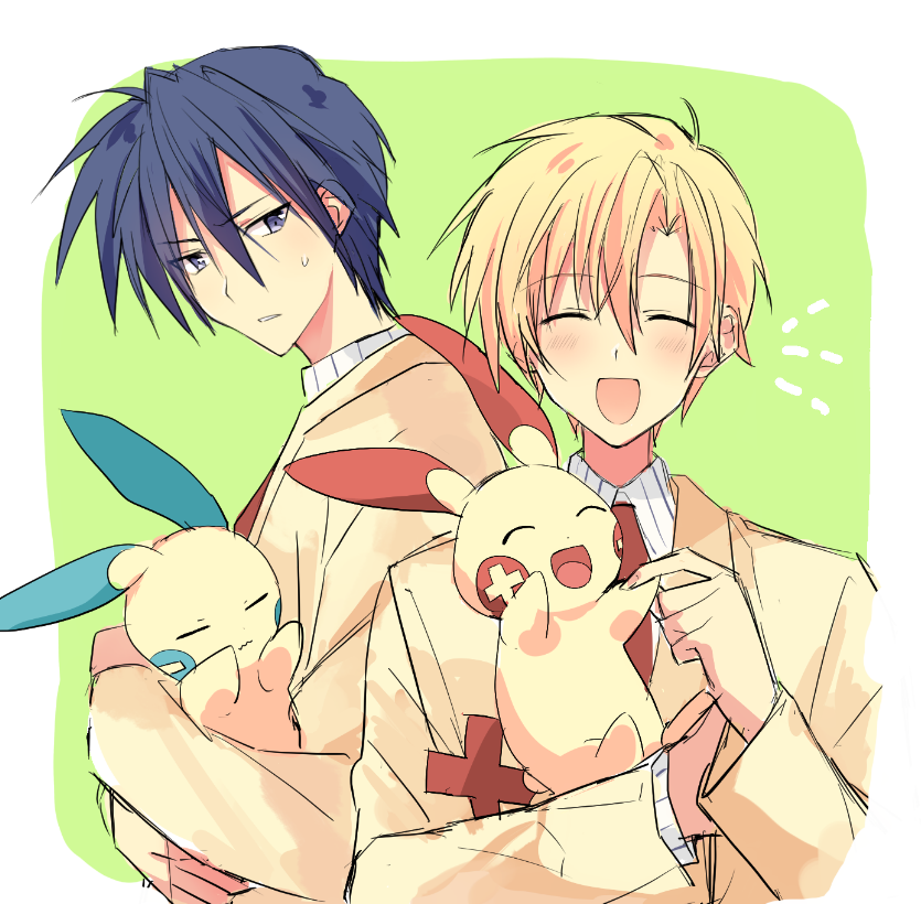 CLANNAD、宝可梦、负电拍拍 2个男孩 :D 微笑 西装外套 金发