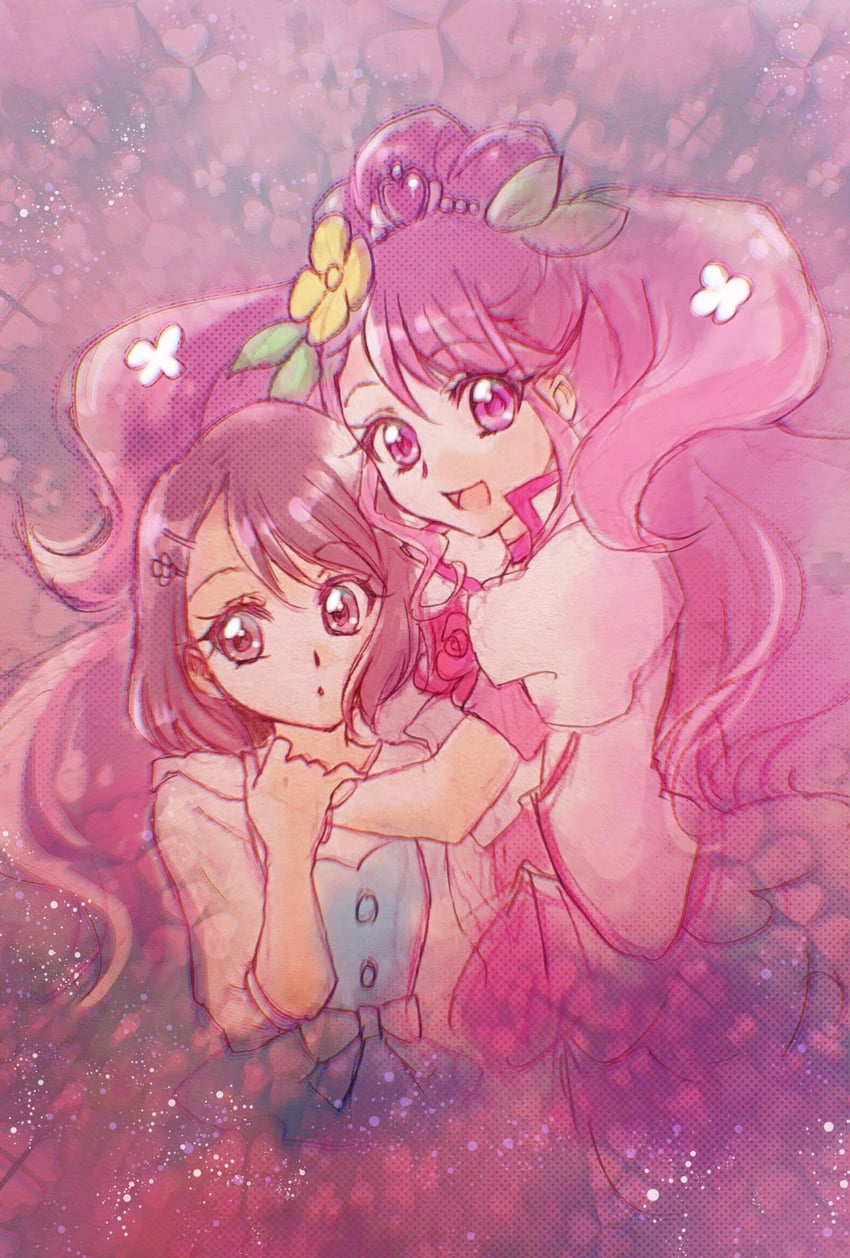 Healin' Good ♡ 光之美少女、光之美少女、恩典天使 2名女孩 躯干截断 双重人格 拥抱 长发
