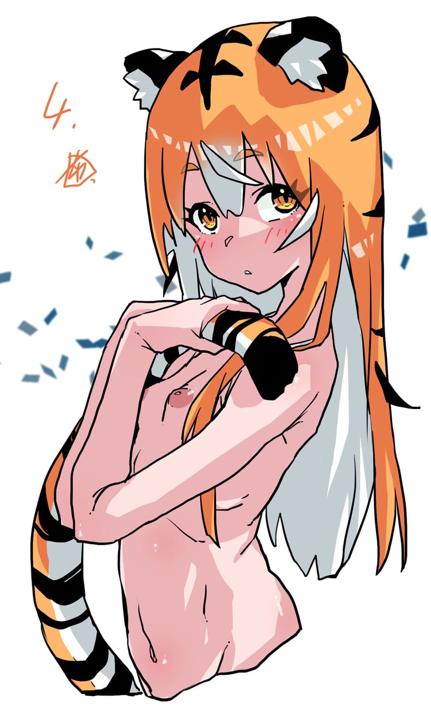 原创 1名女孩 兽耳毛 兽耳 黑发 乳房