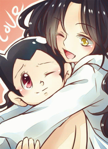 原创、铁臂阿童木、阿童木 (铁臂阿童木) 1名男孩 1名女孩 机器人 黑发 快乐