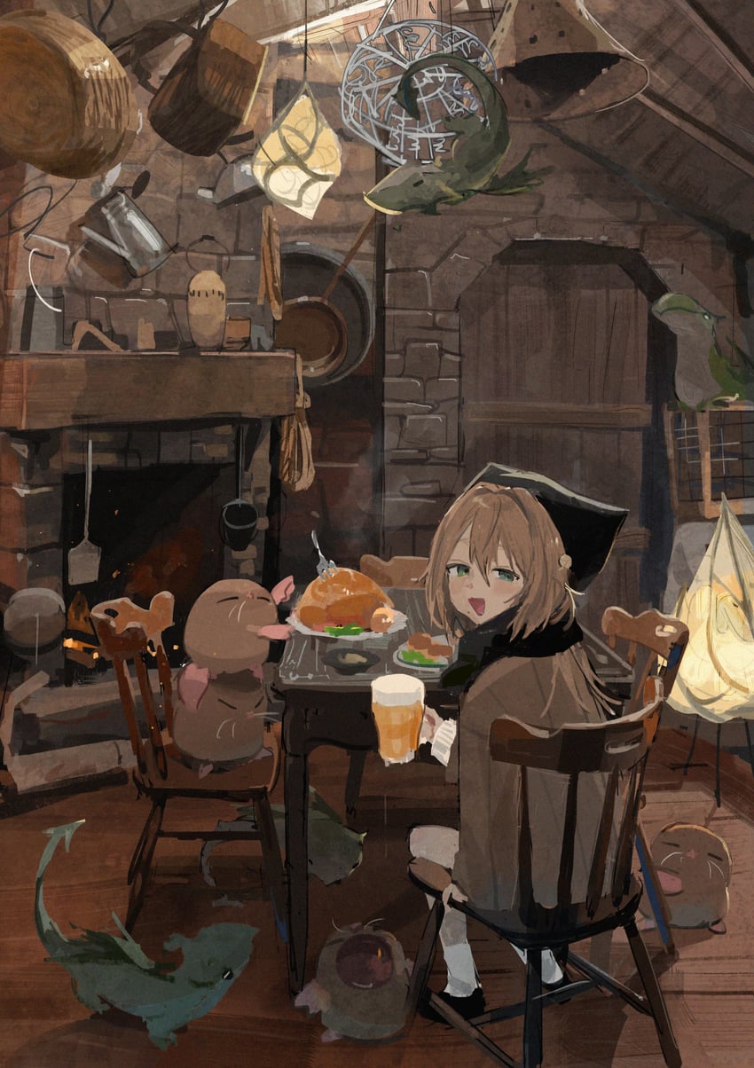 个人势虚拟主播、tabby ragtan (vtuber) 1名女孩 6人以上 酒 动物 动物鼻子