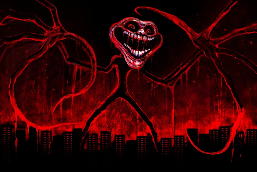 原创、暴走漫画、暴走漫画笑脸 (角色) 1个其他角色 血 嘴角流血 城市 巨人