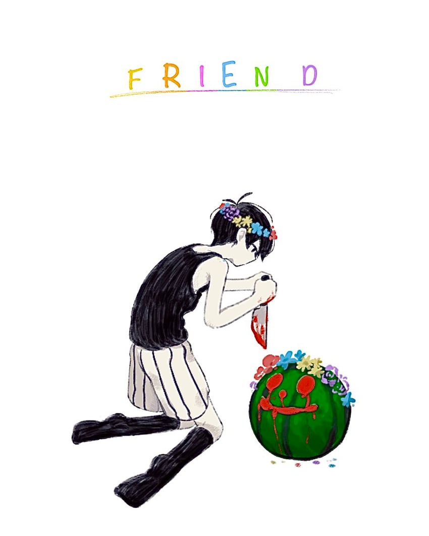 OMORI、Omori (OMORI) 1名男孩 呆毛 黑瞳 黑发 黑色背心