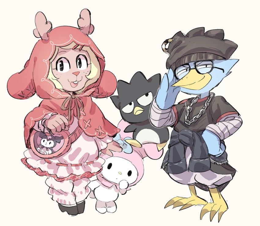三角符文、三丽鸥、Undertale/Deltarune 2个男孩 2名女孩 调整眼镜 替换服装 兽耳