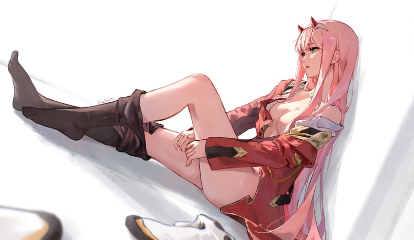 Darling in the Franxx、02 (Darling in the Franxx) 1名女孩 黑色连裤袜 黑色过膝袜 紧身连体衣 靴子