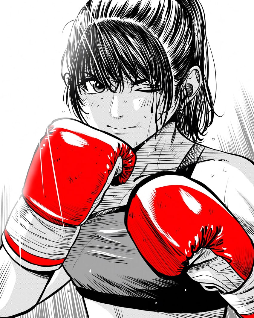 原创 1名女孩 血 脸上带血 拳击 拳击手套
