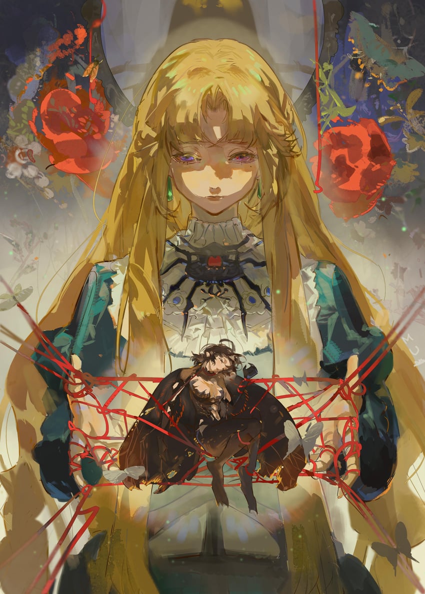 原创 2名女孩 动物花纹 节肢动物娘 黑发 黑色翅膀
