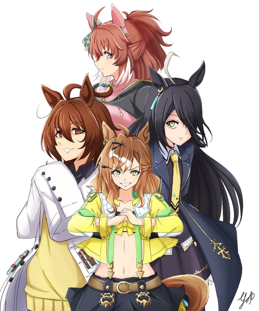 赛马娘、赛马娘：新时代之门、爱丽速子 (赛马娘) 4个女孩 呆毛 兽耳 抹胸 腰带