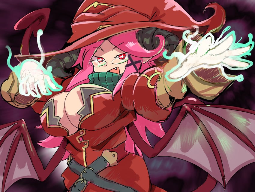 魔物娘图鉴、魔物娘图鉴：悖论、succubus witch (mon-musu quest!) 1名女孩 :D 微笑 乳房 施法