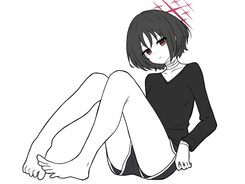 蔚蓝档案、美咲 (蔚蓝档案) 1名女孩 缠绷带的脖子 绷带 裸腿 赤脚