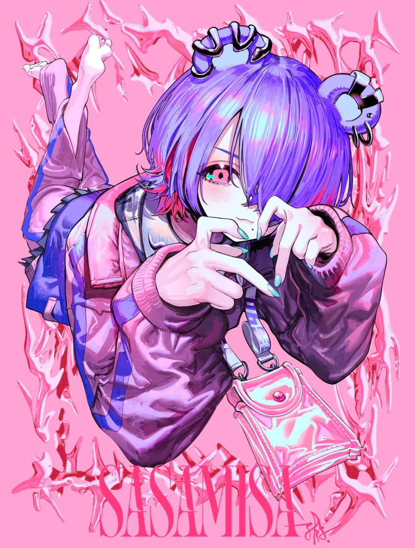 原创、kumasasa misa (yu (stdio nameraka)) 1名女孩 猫脸笑 兽耳穿孔 兽耳 包