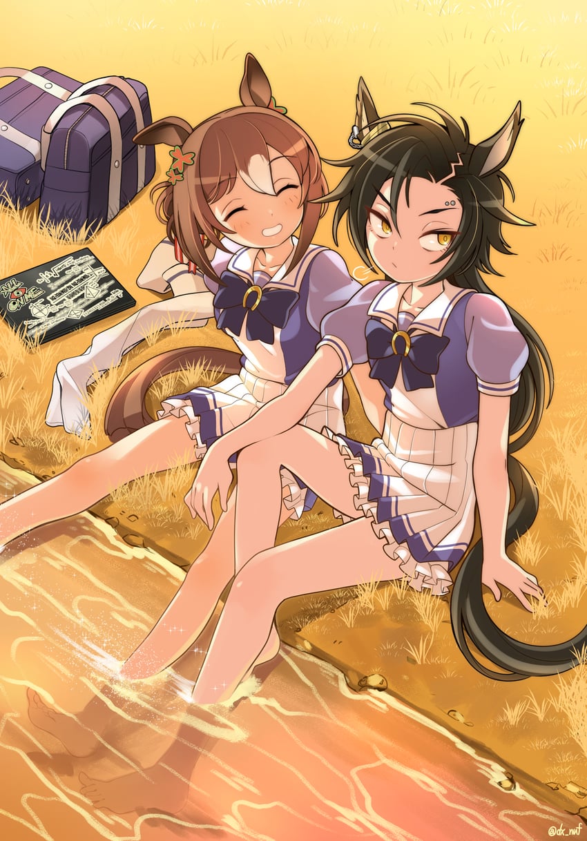 赛马娘、空中神宫 (赛马娘)、美妙姿势 (赛马娘) 2名女孩 兽耳 包 黑发 脸红