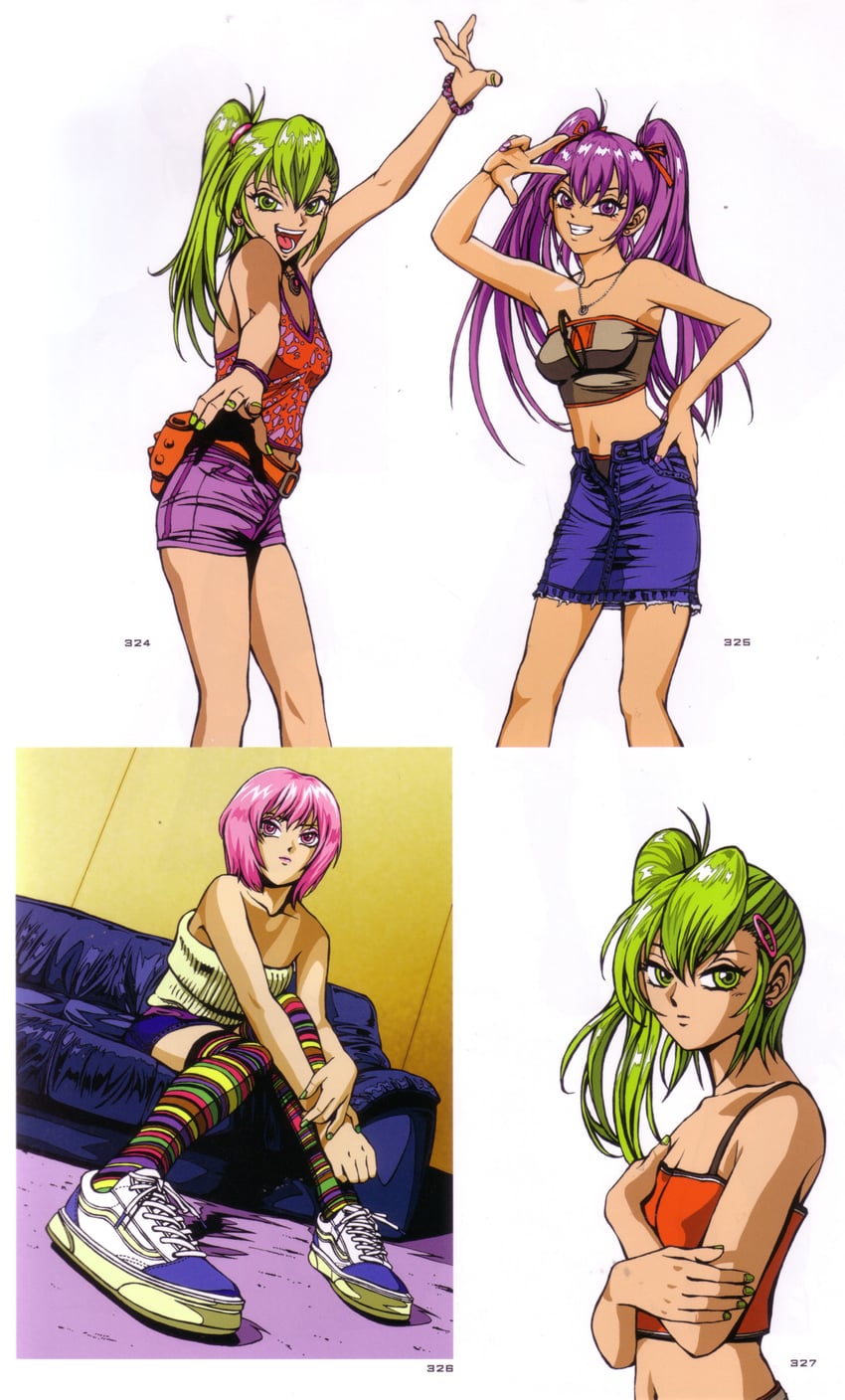 Beatmania IIDX、Bemani、北见艾莉卡 3人女子 蓝色皮肤 乳房 吊带背心 有色皮肤