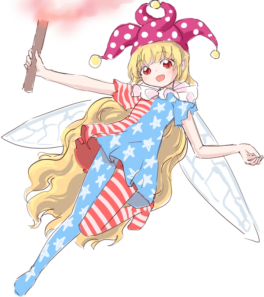 东方Project、克劳恩皮丝 1名女孩 美国国旗 星条旗裙子 美国国旗印花 金发
