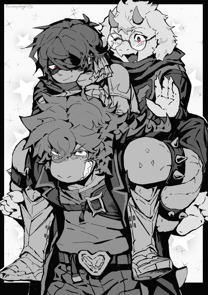 三角符文、Undertale/Deltarune、Kris (黑暗世界) (Deltarune) 1名男孩 1名女孩 1个其他角色 中性 兽耳
