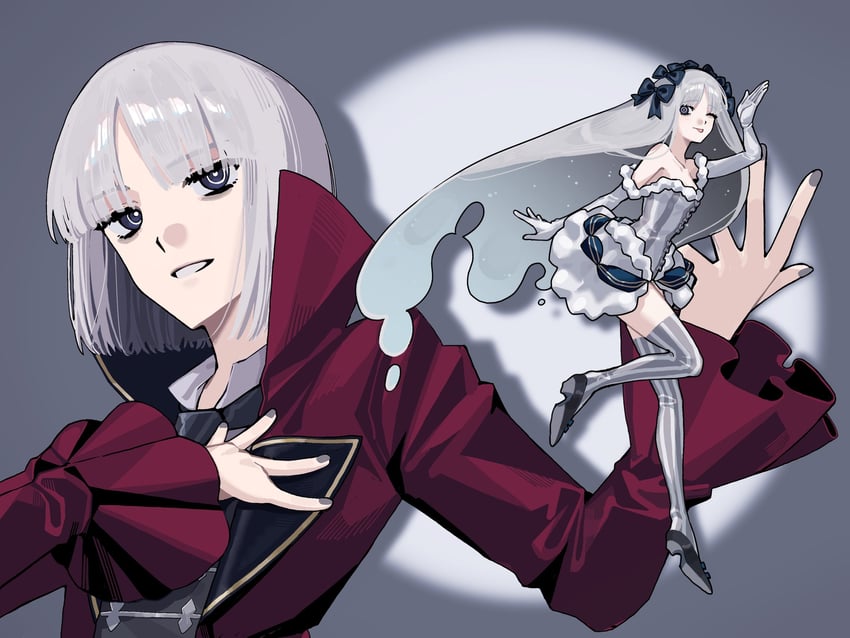 Fate/Grand Order、Fate系列、弗兰切斯卡·普雷拉蒂 (Fate) 1名男孩 1名女孩 :p 吐舌头 黑色蝴蝶结
