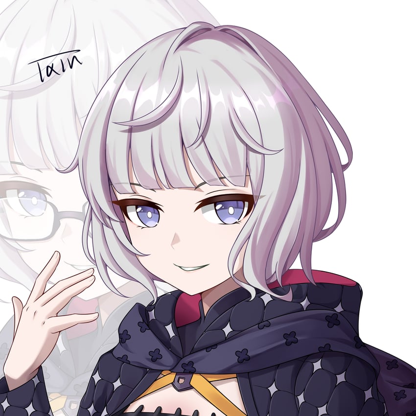 Fate/Grand Order、Fate系列、雅克·德·莫莱 (Foreigner) (Fate) 1名女孩 蓝眼 灰发 举手 兜帽