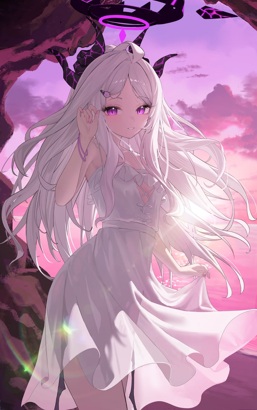 蔚蓝档案、空崎日奈 1名女孩 呆毛 替换服装 恶魔角 恶魔翅膀