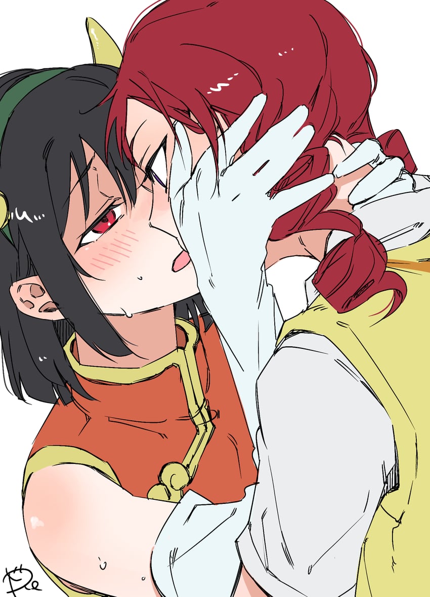 Love Live!、Love Live! 学园偶像祭、西木野真姬 2名女孩 黑发 脸红 辫子 及肘手套