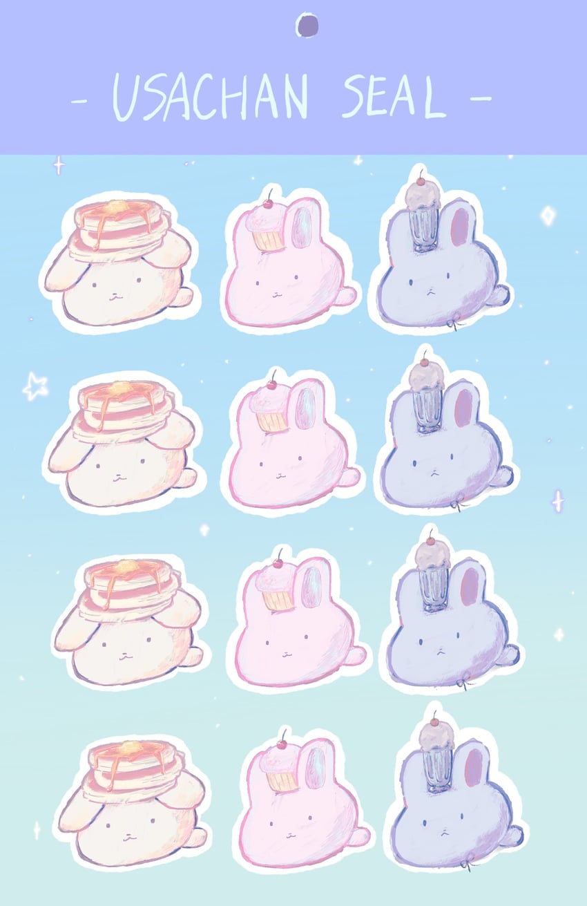 OMORI、纸杯蛋糕兔 (Omori)、奶昔兔 (Omori) 猫脸笑 动物焦点 黄油 樱桃 闭嘴